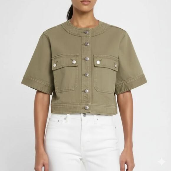 Veronica Beard Jackets & Blazers - $428 Veronica Beard Elias Green Cotton Jacket Womens Size M Short Sleeve New